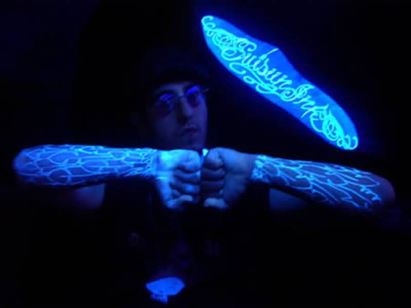 Unique Black Light Tattoos On Arm Sleeve