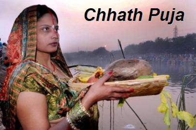 Woman With Pooja Thali During Chhath Puja Celebration