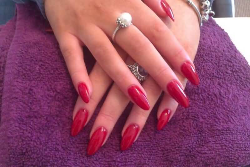 Red Acrylic Nails Almond - wide 7