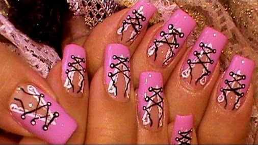 Beautiful Pink Corset Nail Art