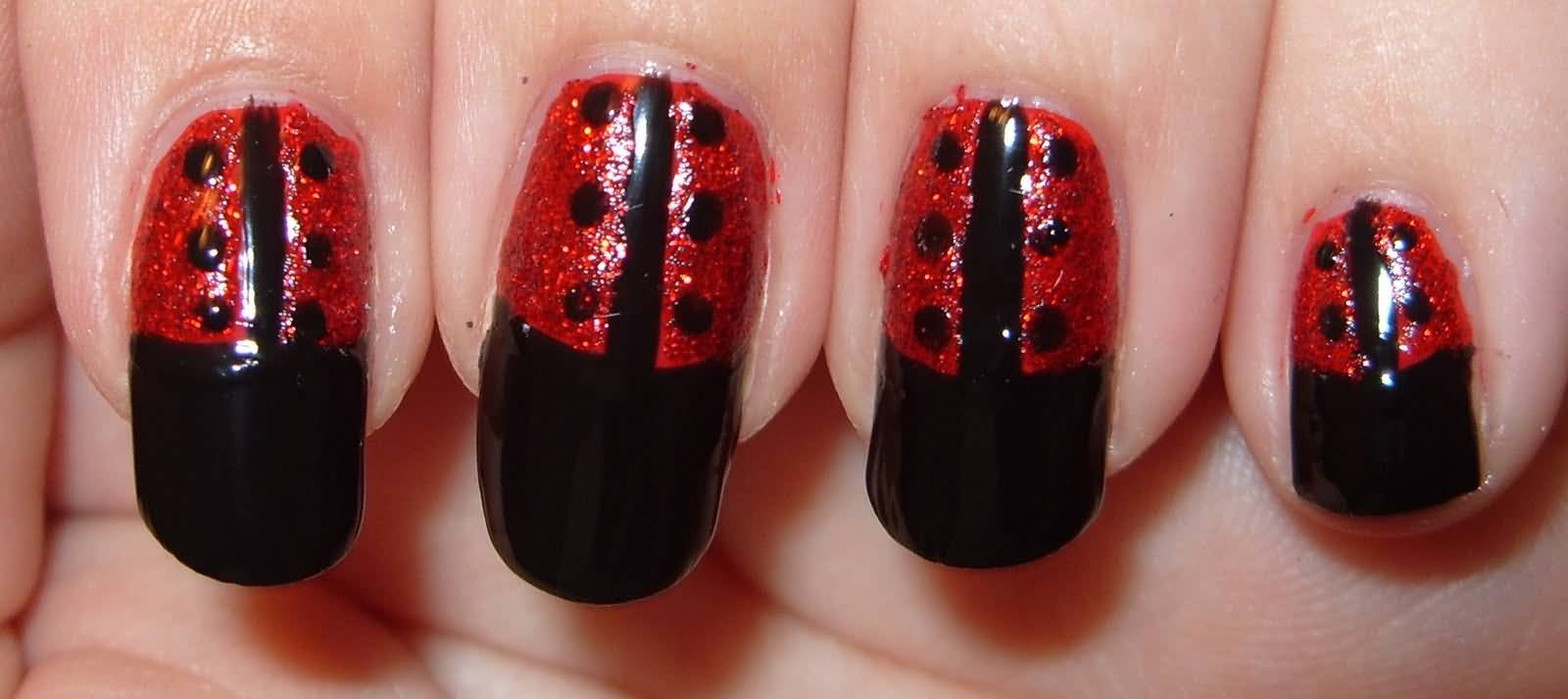 Black And Red Beautiful Corset Nail Art