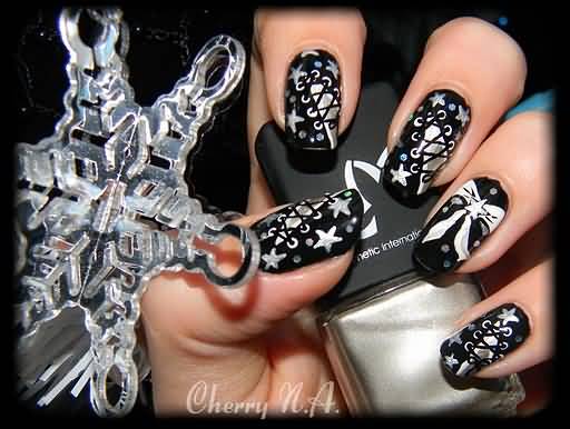 Black And White Corset Nail Art Design