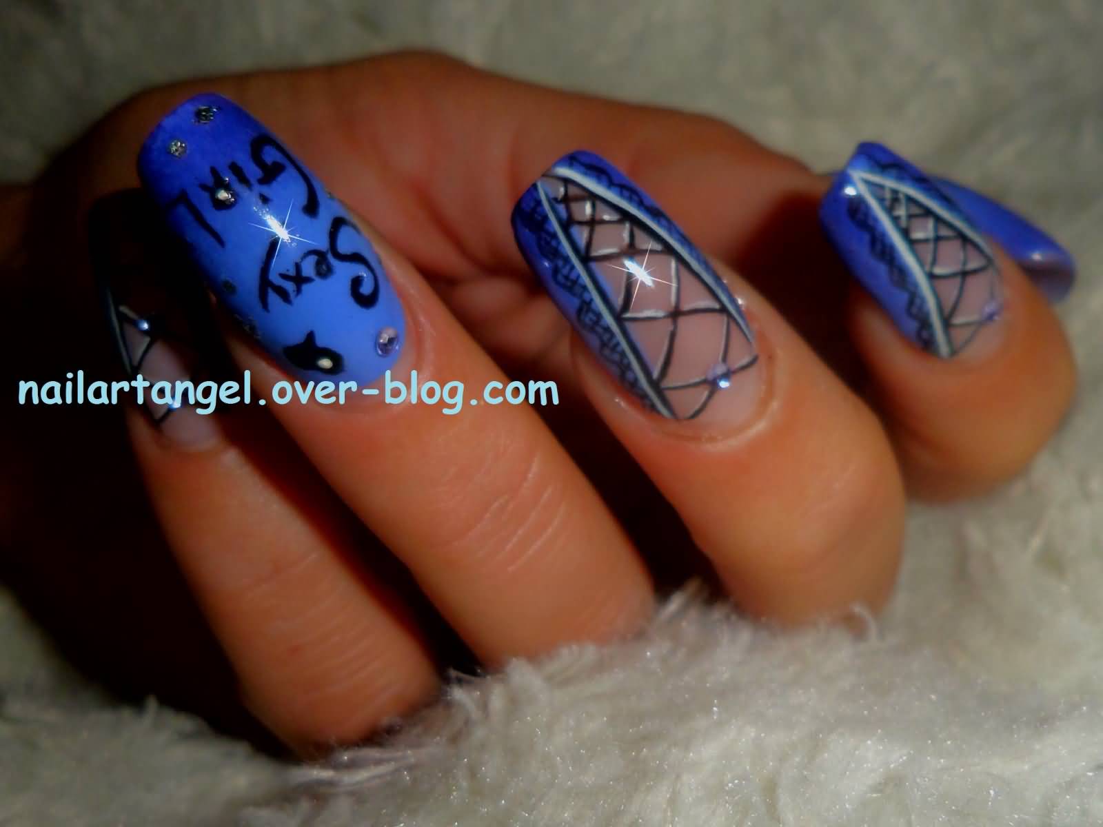 Blue Corset Nail Art For Trendy Girls