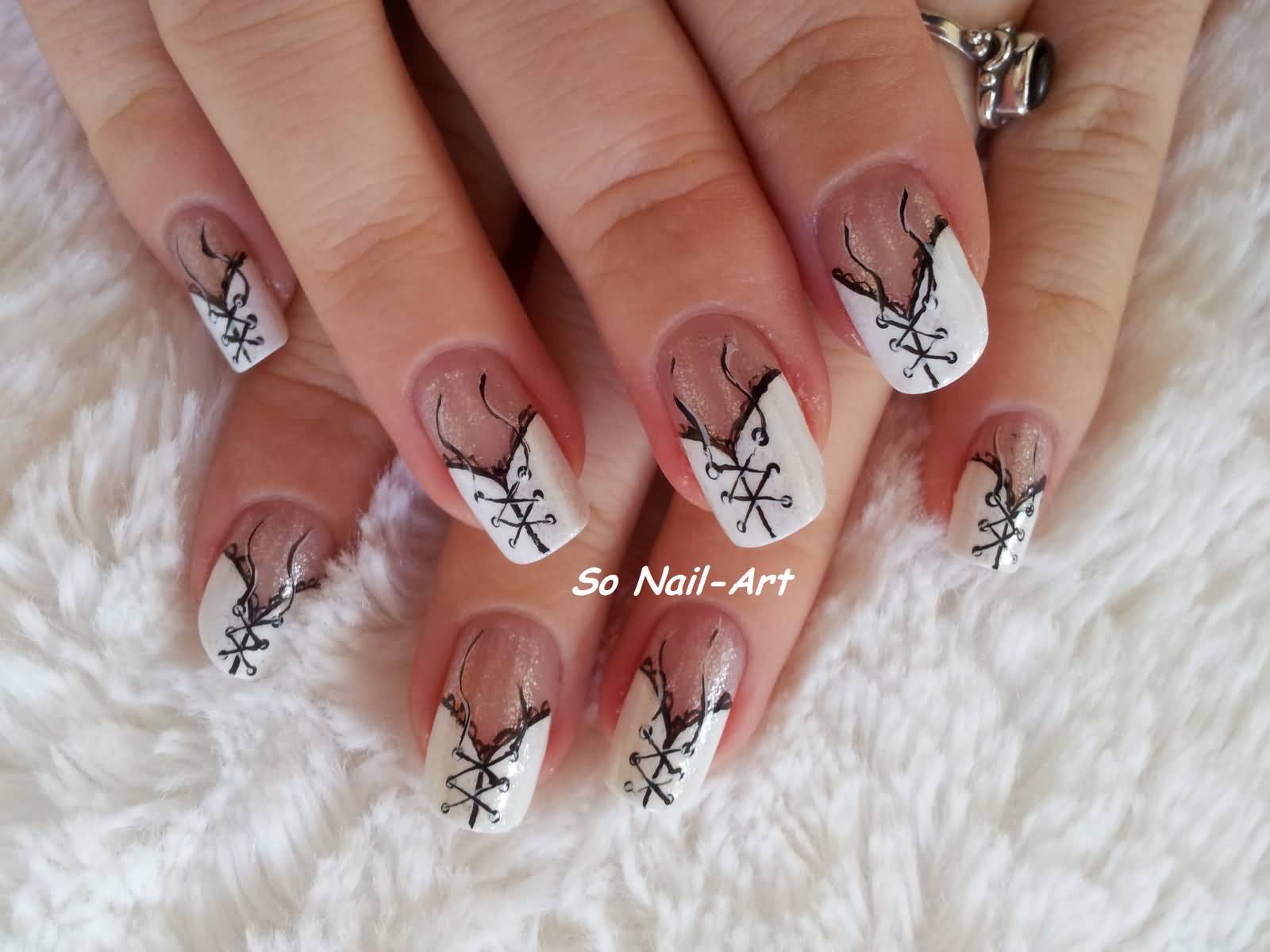 French Tip Corset Nail Art