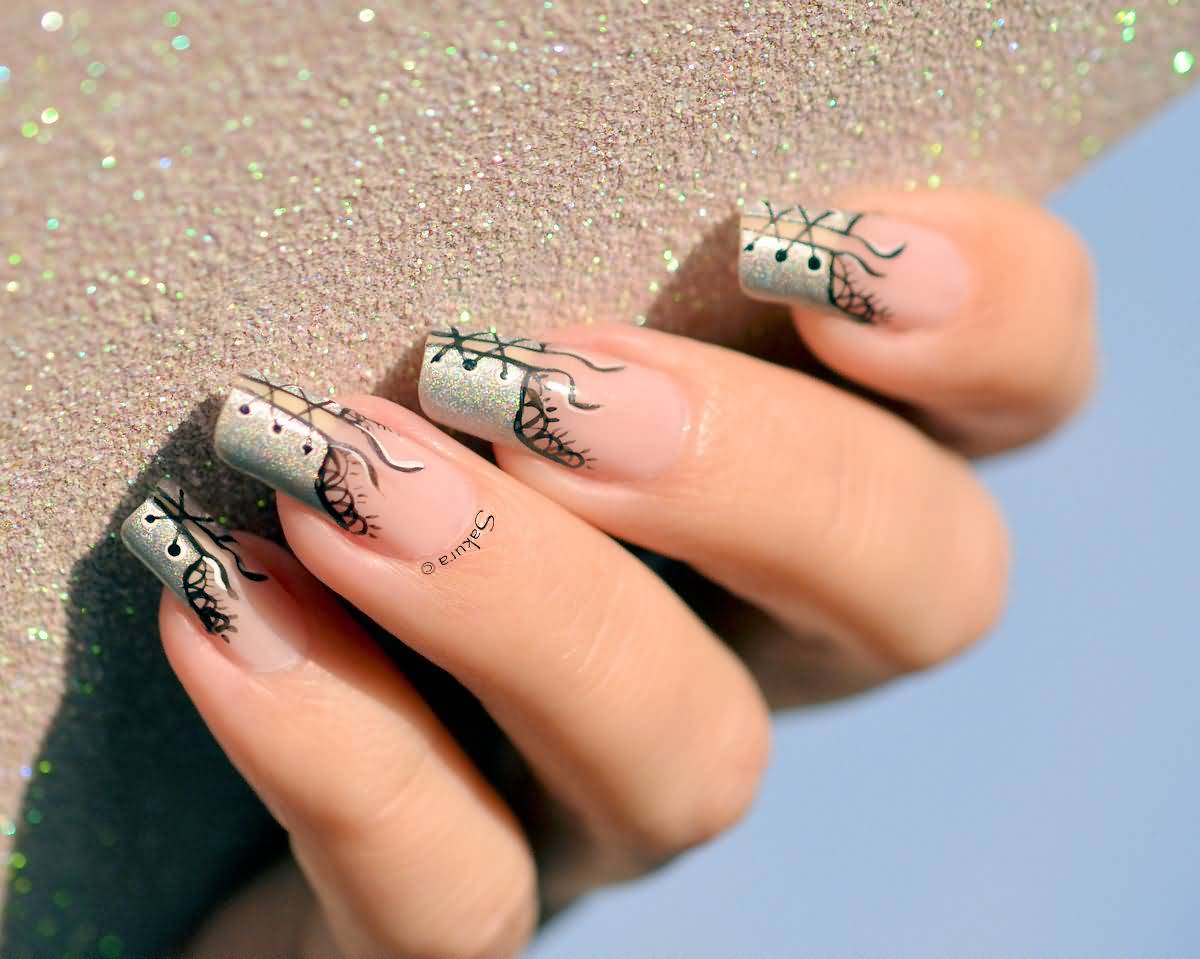 French Tip Corset Nail Art Design