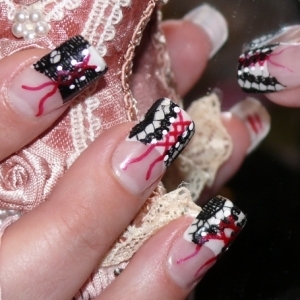 French Tip Corset Nail Art