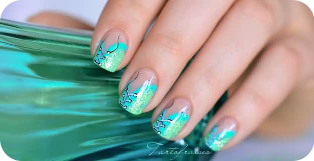 Green Corset Nail Art Design