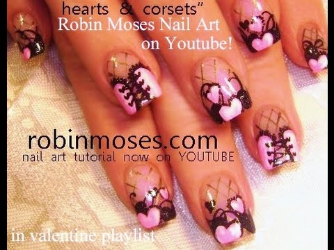 Hearts And Corsets Nail Art Design