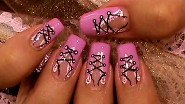 Pink Corset Nail Art Design