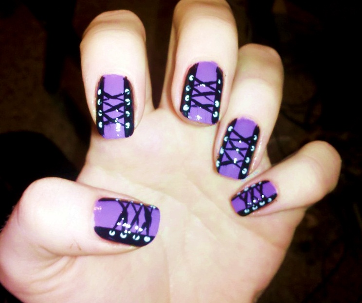 Purple Corset Design Nail Art Idea