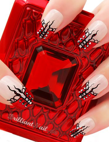 Red French Corset Nail Design Idea