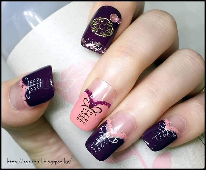 Stylish Corset Design Nail Art Idea