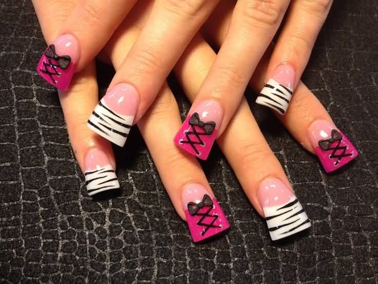 Zebra Print And Corset Nail Art