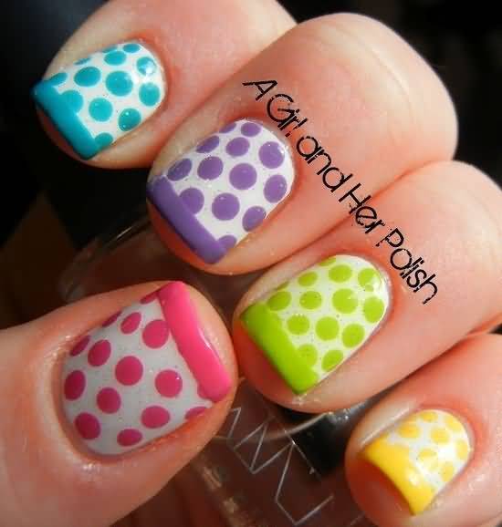 Beautiful Polka Dots Nail Art Design