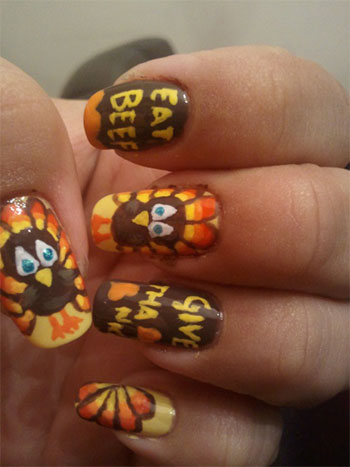 Beautiful Turkey Nail Art Design Idea For Thanksgiving