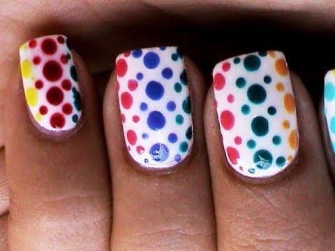 Colorful Polka Dots Nail Art Design Idea For Girls