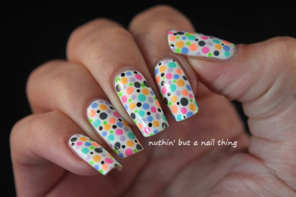 Colorful Polka Dots Nail Art