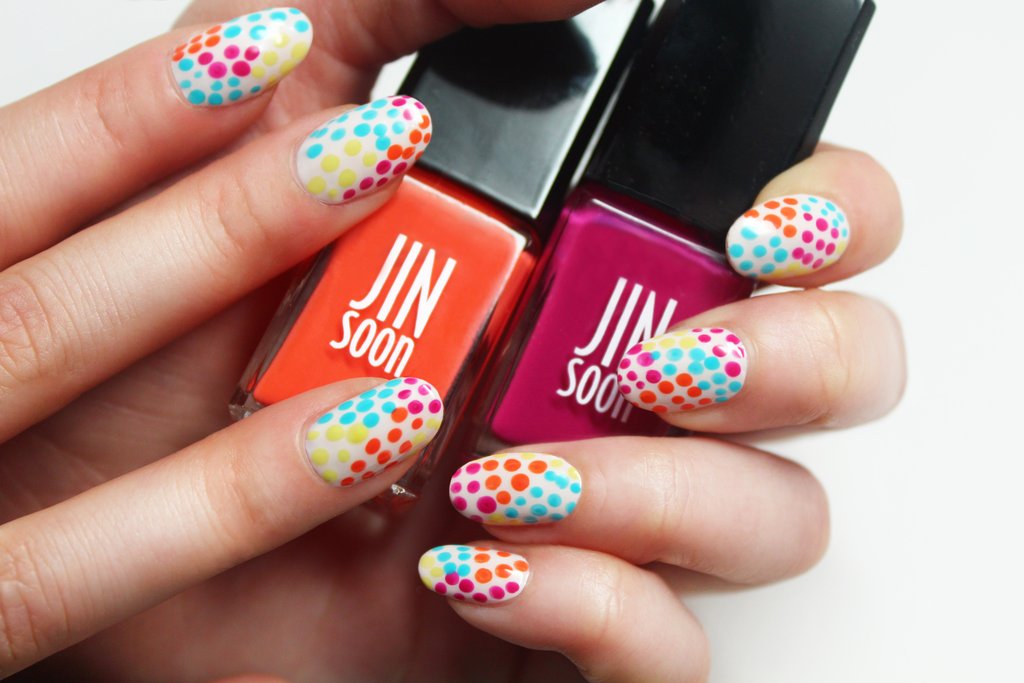 Colorful Polka Dots Nail Design For Girls