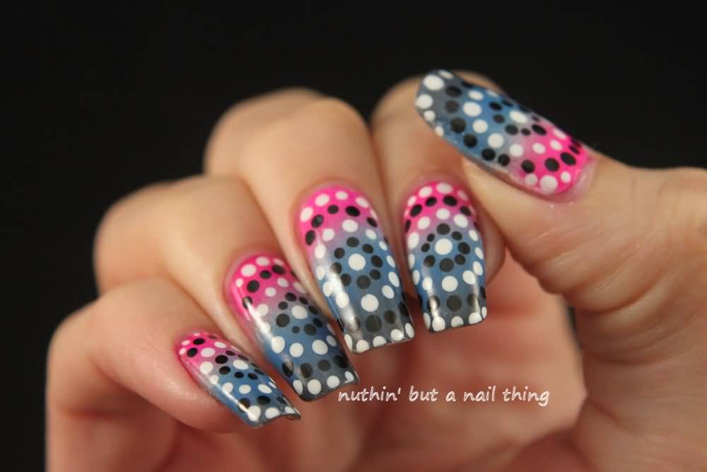 Ombre Nails Polka Dots Nail Art