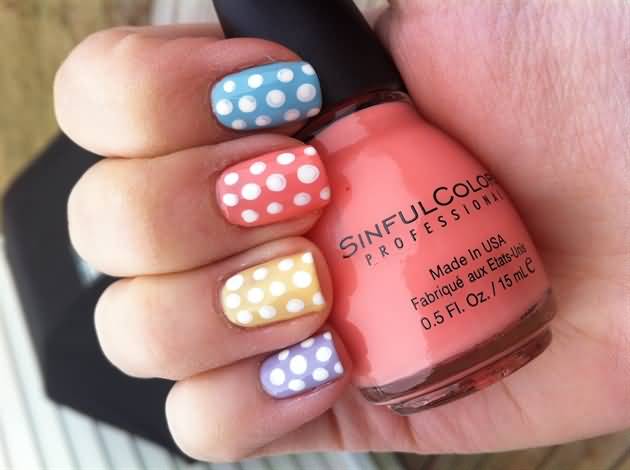 Pastel Polka Dots Nail Art