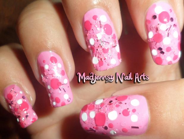 Pink Polka Dots Nail Art