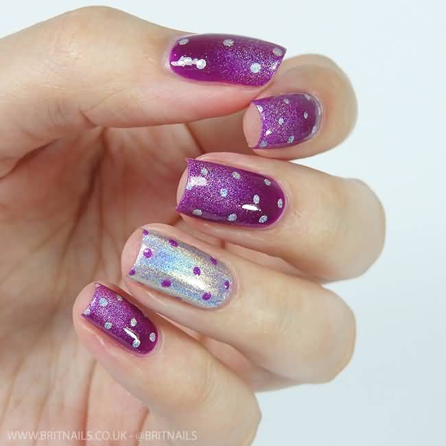 Purple Polka Dots Nail Art