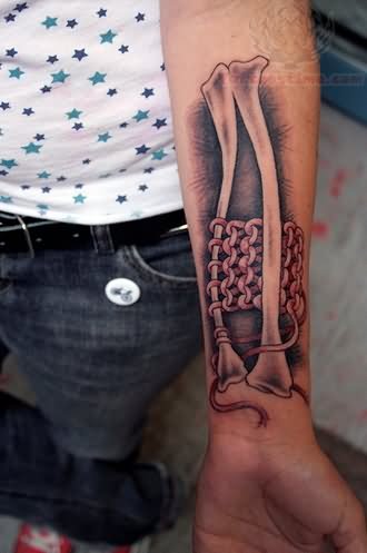 Anatomy Craft Tattoo On Left Forearm