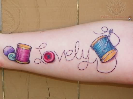 Colorful Lovely Craft Tattoo On Forearm