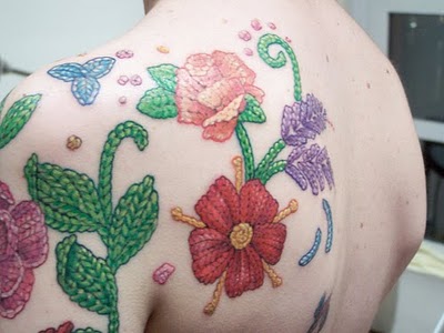 Craft Flowers Tattoos On Left Back Shoulder