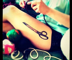 Craft Scissor Tattoo On Side Thigh