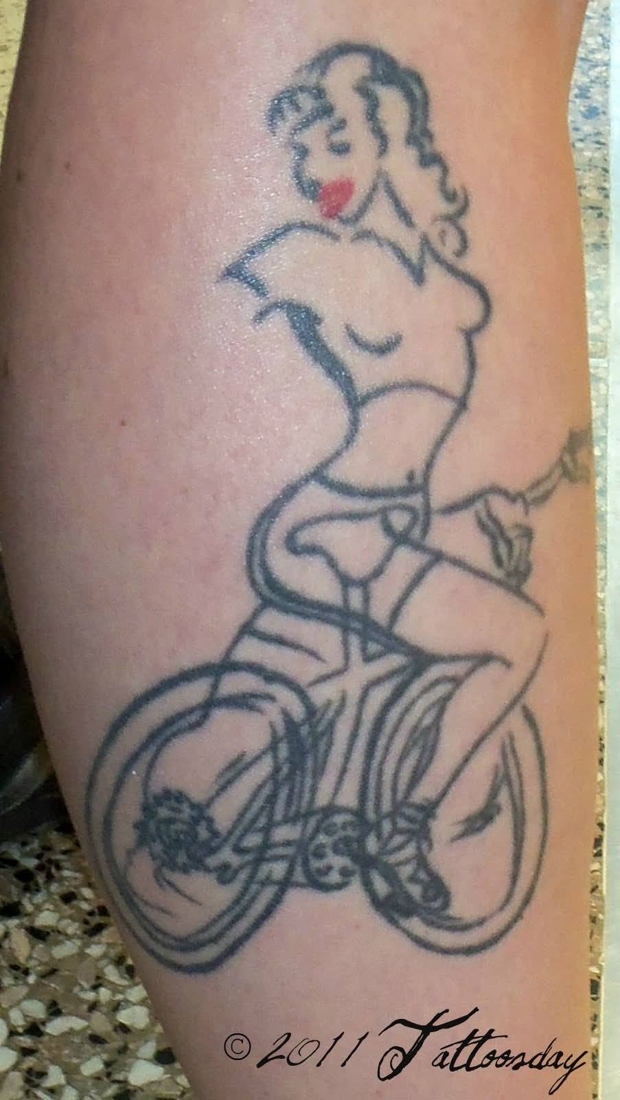 Nice Girl Riding Cycle Tattoo