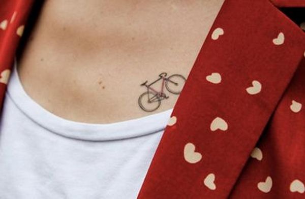 Small Cycle Tattoo On Chest For Girls