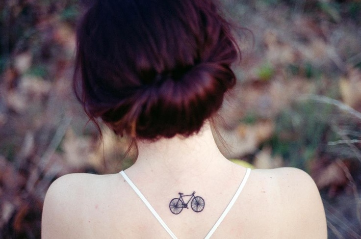 Tiny Cycle Tattoo On Nape For Girl