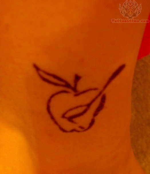 Apple Outline And Spoon Tattoo