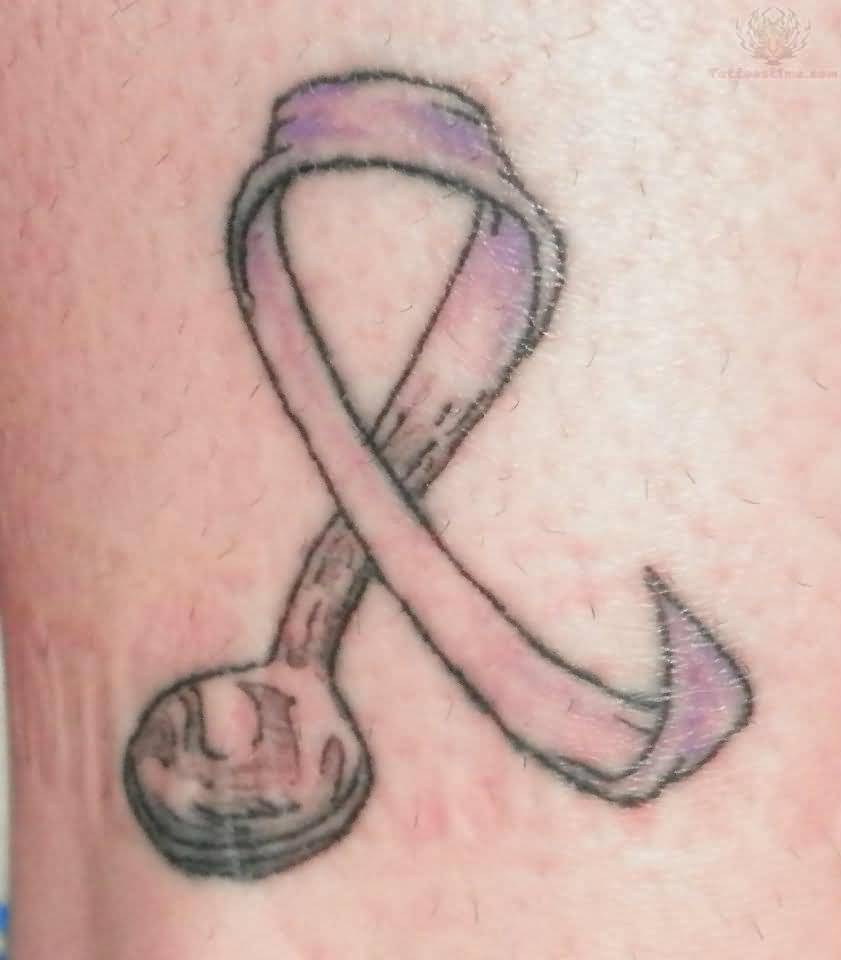 Creative Ribbon With Spoon Tattoo