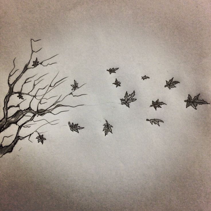 Fall Leaves And Tree Tattoo Design