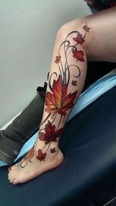 Fall Tattoo On Leg