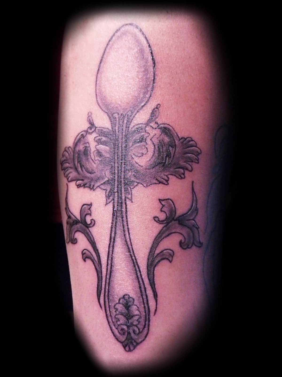 Light Purple Colored Spoon With Flower Tattoo