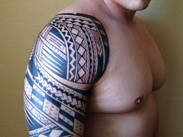 Right Half Sleeve Samoan Tattoo For Men