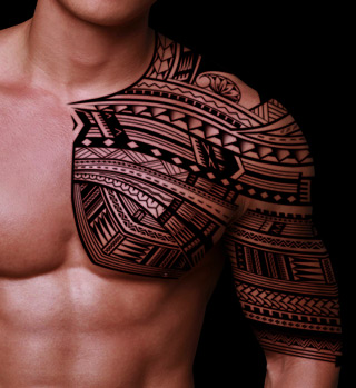 Samoan Tattoo On Man Chest