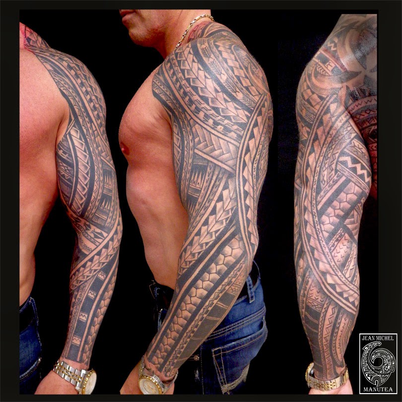 Samoan Tattoo On Man Full Sleeve