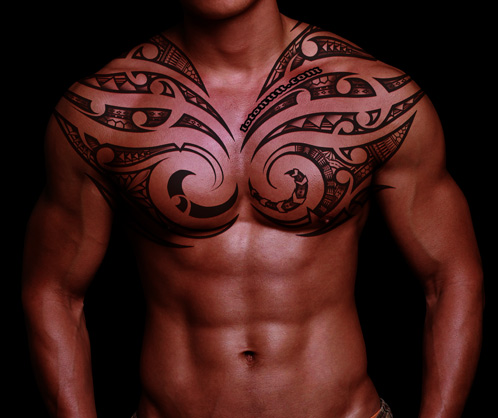 Tribal Samoan Tattoo On Man Chest