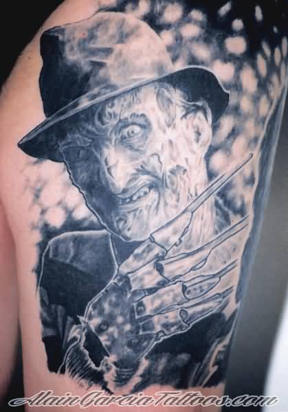 Amazingly Colored Freddy Krueger Portrait Tattoo By AlainGarciaTattoos