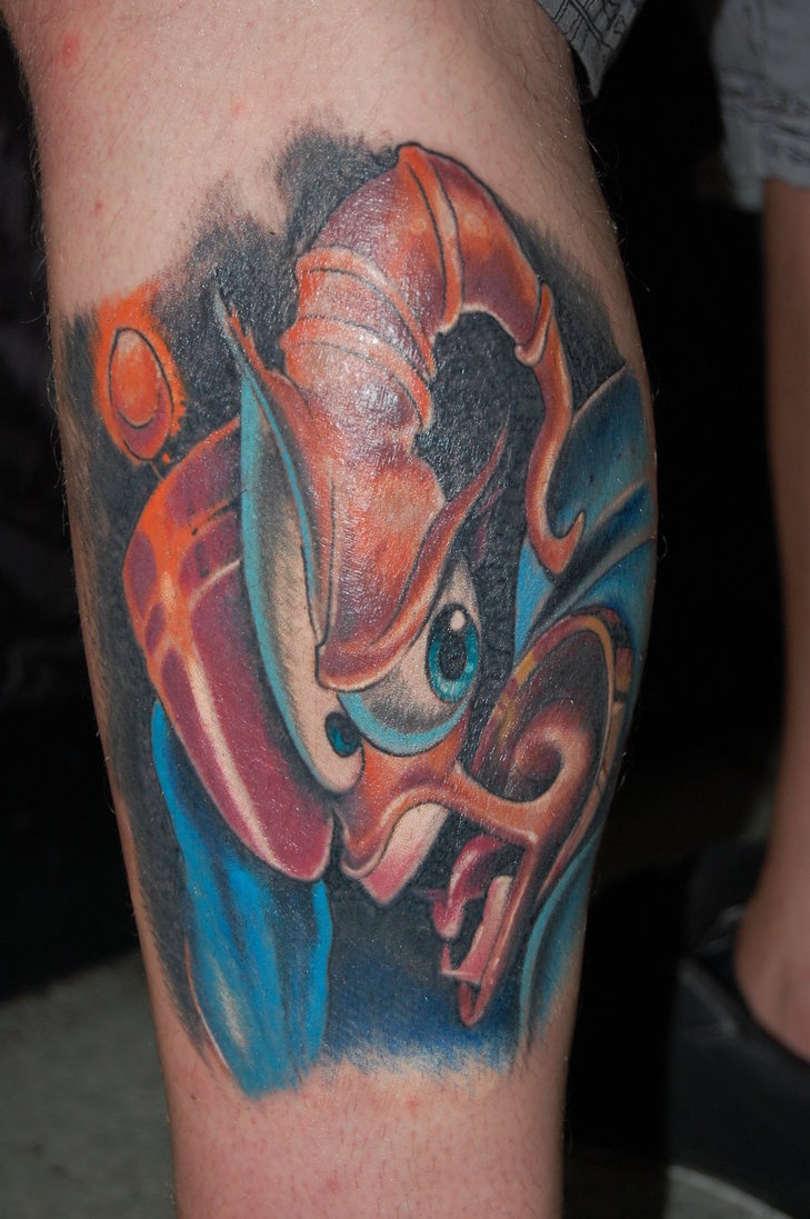 Colorful Earthworm Jim Tattoo By Stuntmanmike666