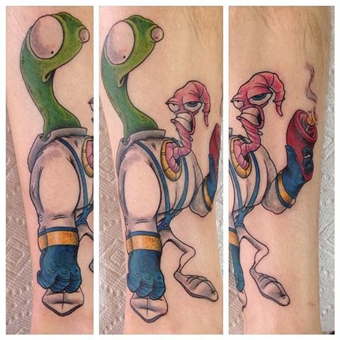 Cool Earthworm Jim Tattoo By Zomb1e1369