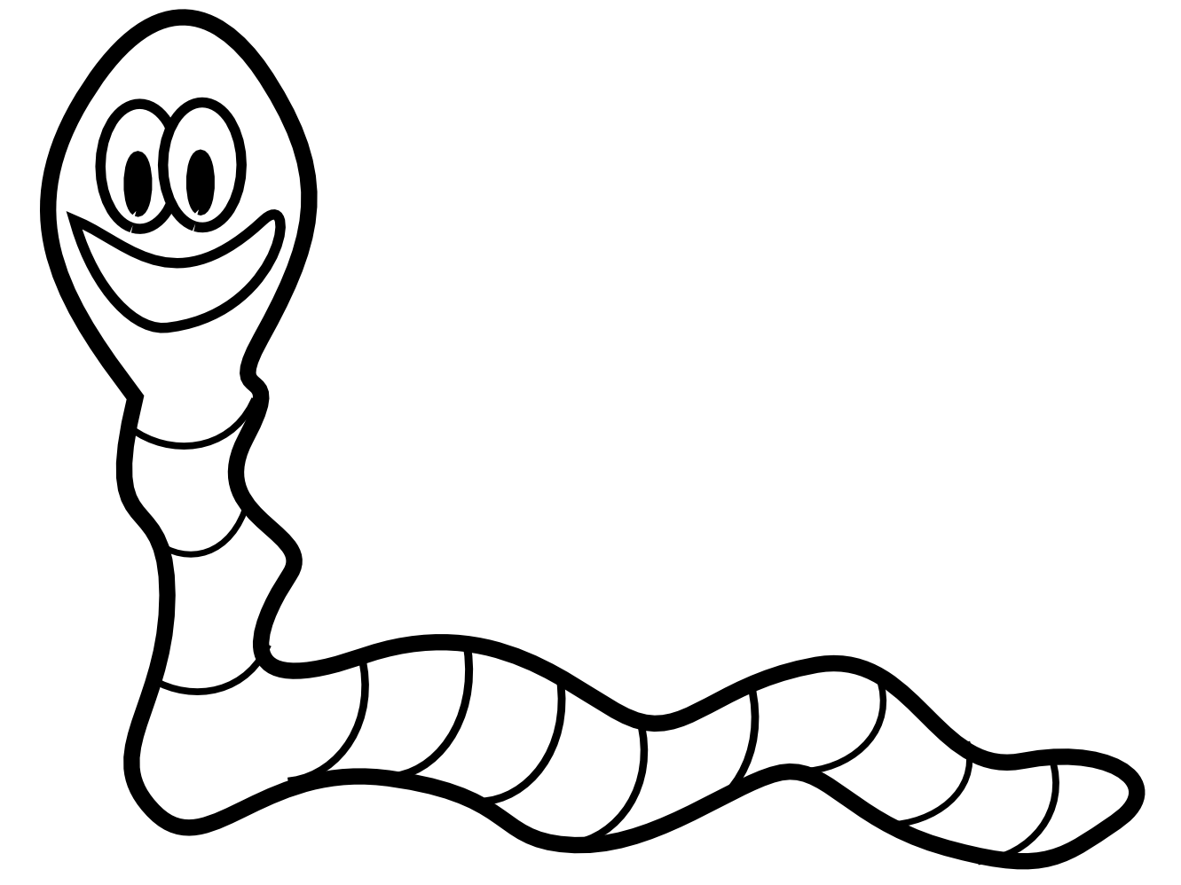 Nice Happy Earthworm Black And White Tattoo Stencil