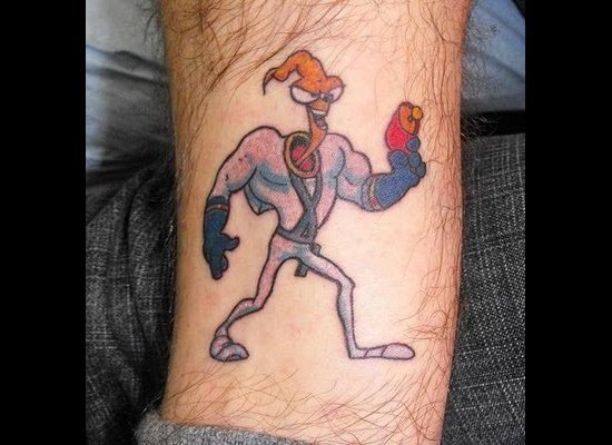 Simple Earthworm Jim Color Tattoo