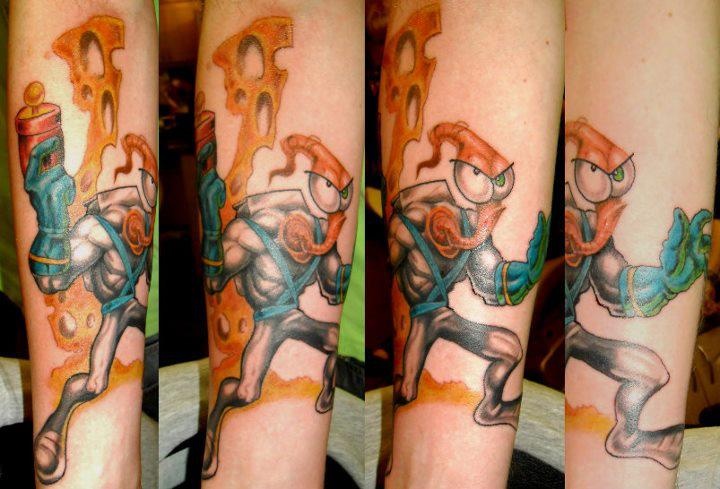 Wonderful Earthworm Jim Colorful Tattoo