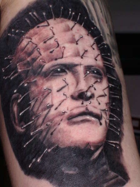 Awesome Pinhead Portrait Tattoo