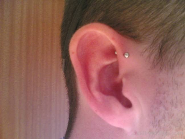 Forward Pinna Piercing With Silver Stud